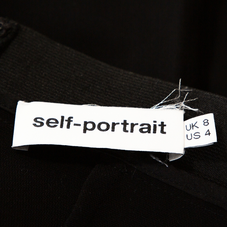 Pre Owned Self Portrait Black Crepe Natasha Wide Leg Culottes S