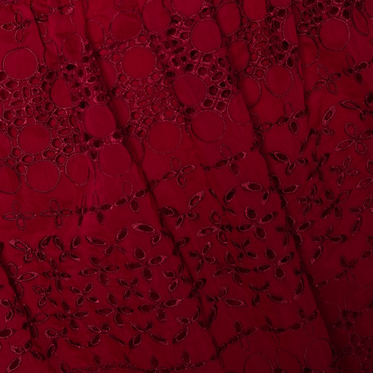 مملوكة مسبقًا Self-Portrait Maroon Embroidered Lace One Shoulder Dress S