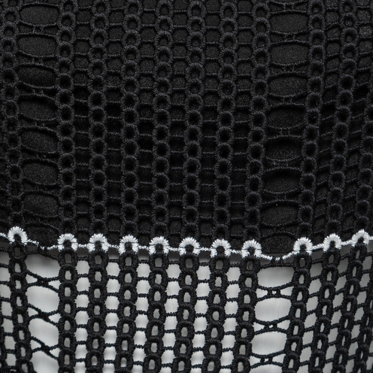 Pre Owned Self-Portrait Black Crochet Lace Scalloped Hem Mini Dress S
