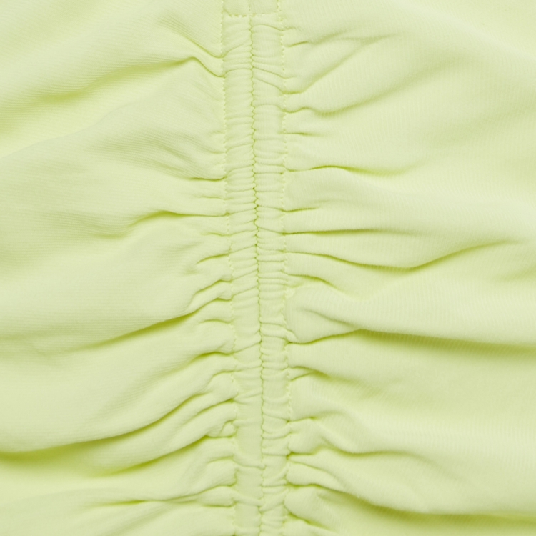 Pre Owned Self-Portrait Lime Yellow Stretch Jersey Cut-Out Ruched Mini Dress S 