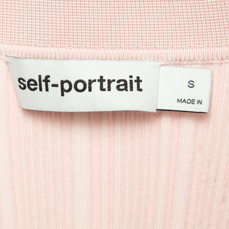 Pre Owned Self-Portrait Pink Viscose Rib Knit Midi Dress S
