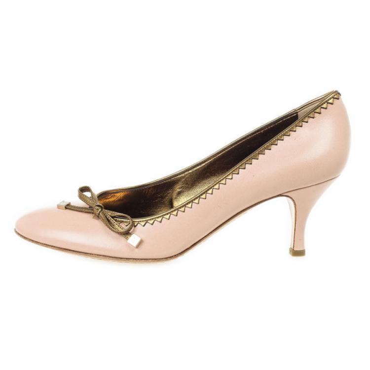 Pre Owned Sergio Rossi Pink Leather Bow Pumps Size 40