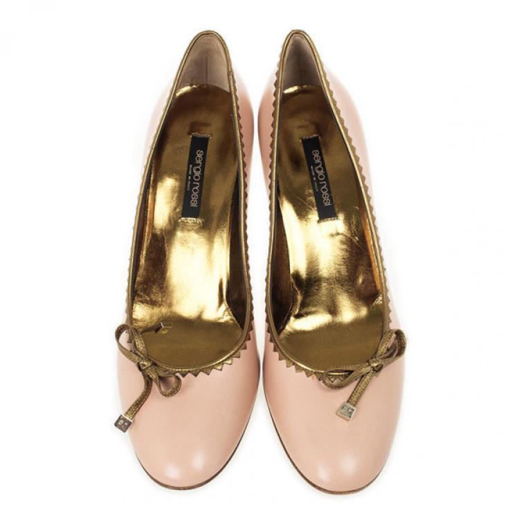 Pre Owned Sergio Rossi Pink Leather Bow Pumps Size 40