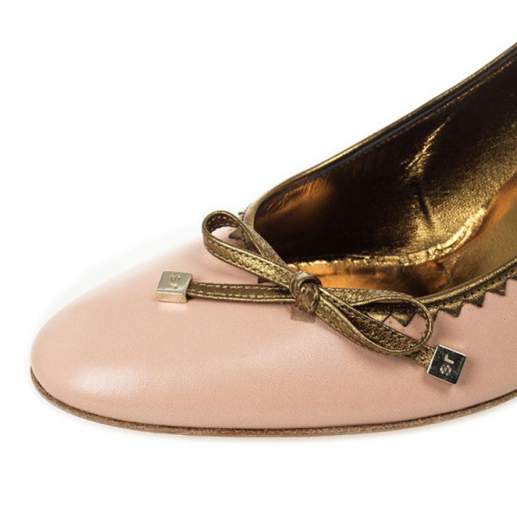 Pre Owned Sergio Rossi Pink Leather Bow Pumps Size 40