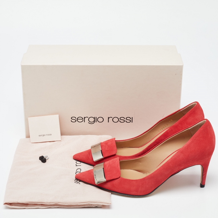 Pre Owned Sergio Rossi Pink Suede SR1 Pointed Toe Pumps Size 35