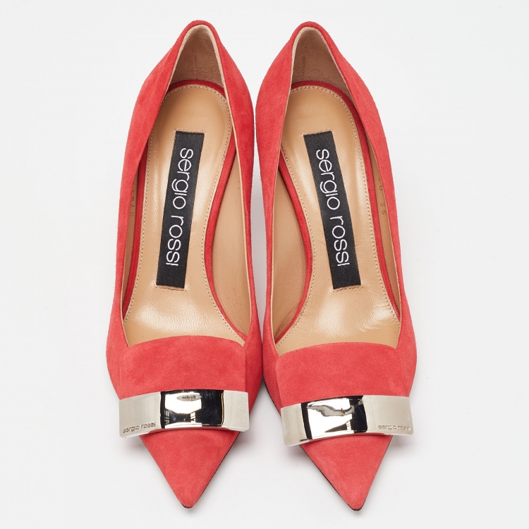 Pre Owned Sergio Rossi Pink Suede SR1 Pointed Toe Pumps Size 35