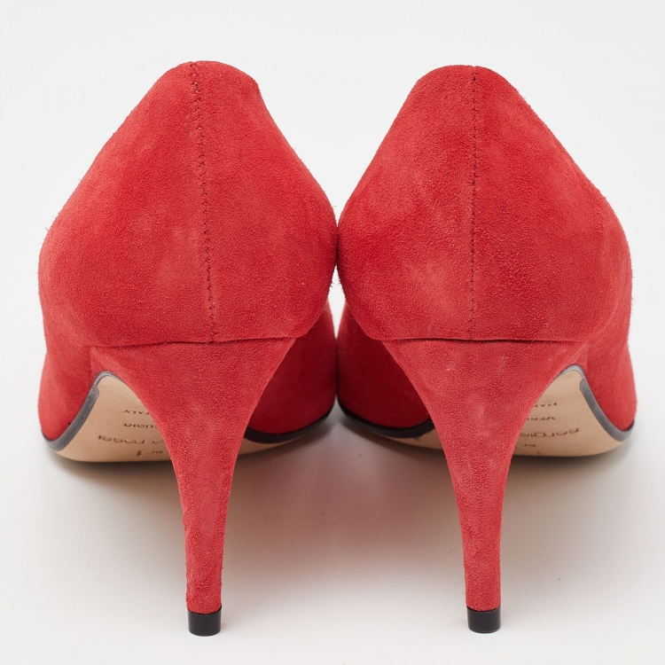 Pre Owned Sergio Rossi Pink Suede SR1 Pointed Toe Pumps Size 35