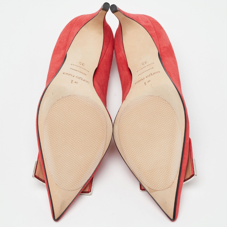Pre Owned Sergio Rossi Pink Suede SR1 Pointed Toe Pumps Size 35