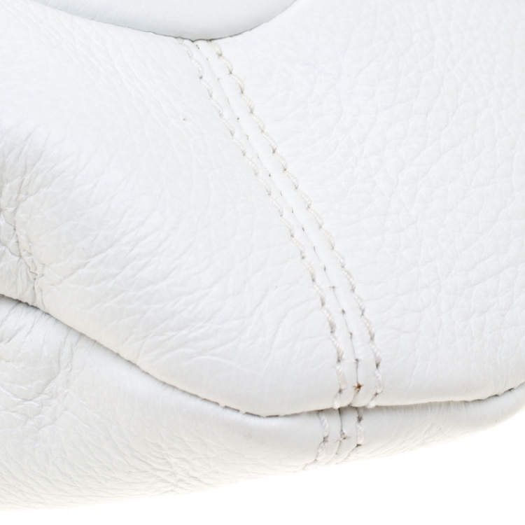 Pre Owned Sergio Rossi White Leather Envelope Clutch
