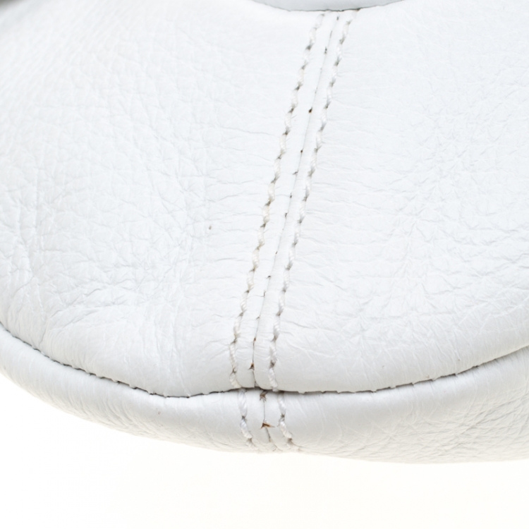 Pre Owned Sergio Rossi White Leather Envelope Clutch