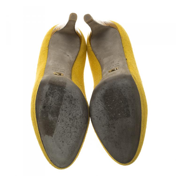 Pre Owned Sergio Rossi Canary Yellow Canvas Pumps Size 36