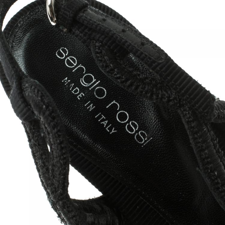 Pre Owned Sergio Rossi Black Embroidered Sandals Size 40