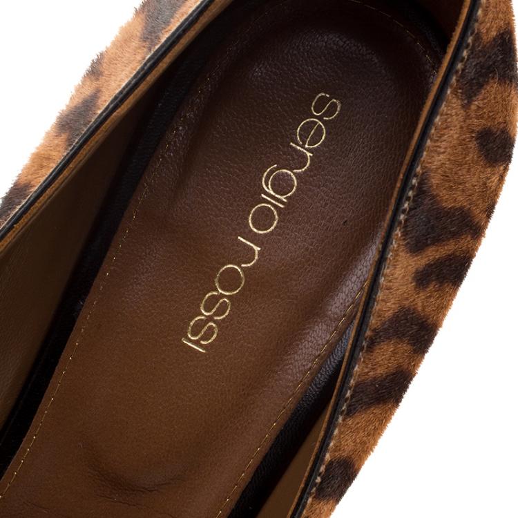 مملوكة مسبقًا Sergio Rossi Brown Tiger Stripes Print Pony Hair Pumps Size 40
