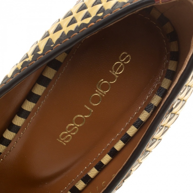 Pre Owned  Sergio Rossi Multicolor Leather Siena Cap Toe Pumps Size 37.5