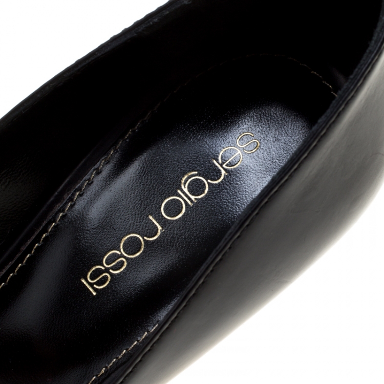 مملوكة مسبقًا Sergio Rossi Black Leather Platform Pumps Size 36