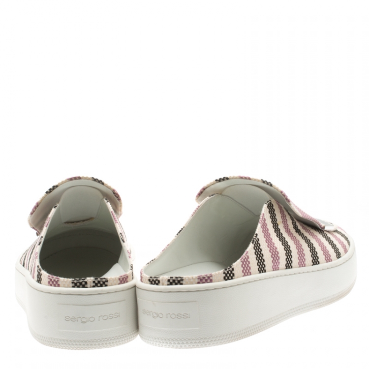Pre Owned Sergio Rossi Multicolor Canvas Backless Slip On Sneakers Size 39