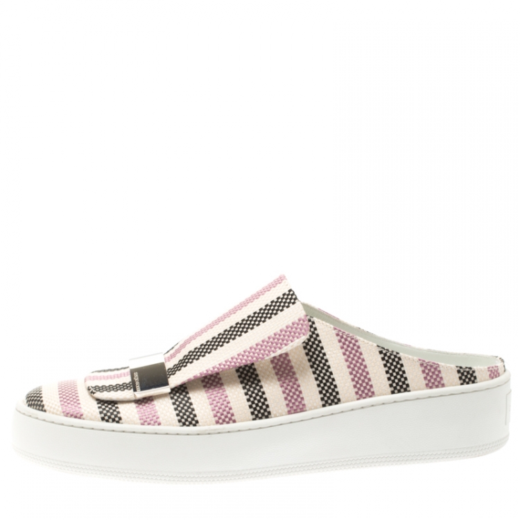 Pre Owned Sergio Rossi Multicolor Canvas Backless Slip On Sneakers Size 39