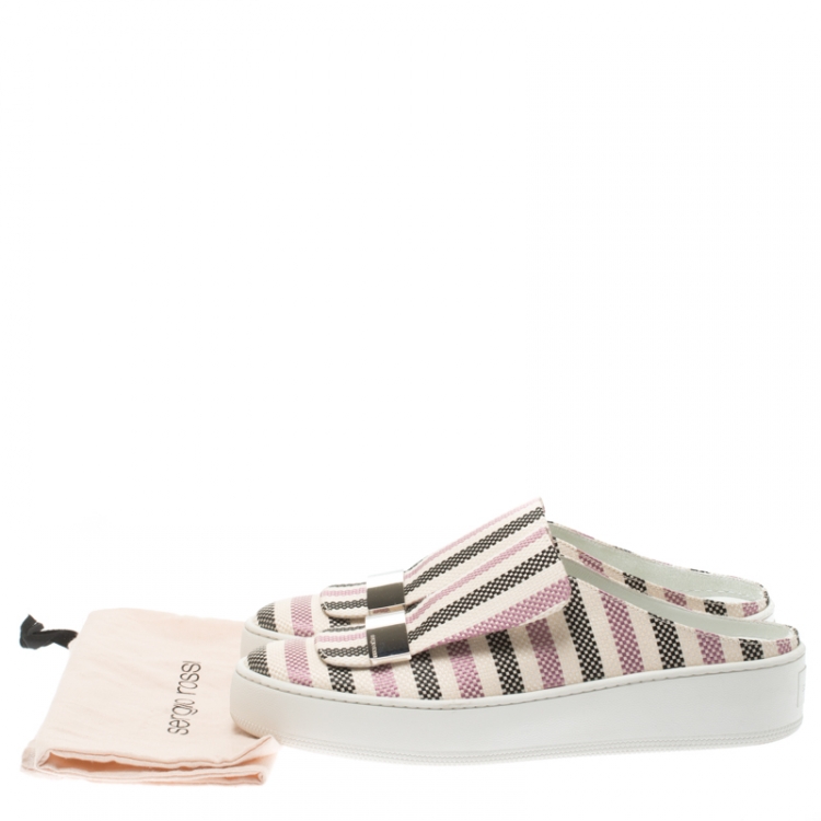 Pre Owned Sergio Rossi Multicolor Canvas Backless Slip On Sneakers Size 39