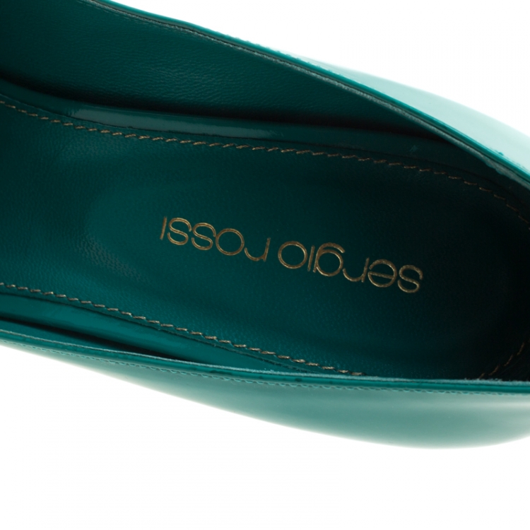 Pre Owned Sergio Rossi Green Patent Leather Pumps Size 37