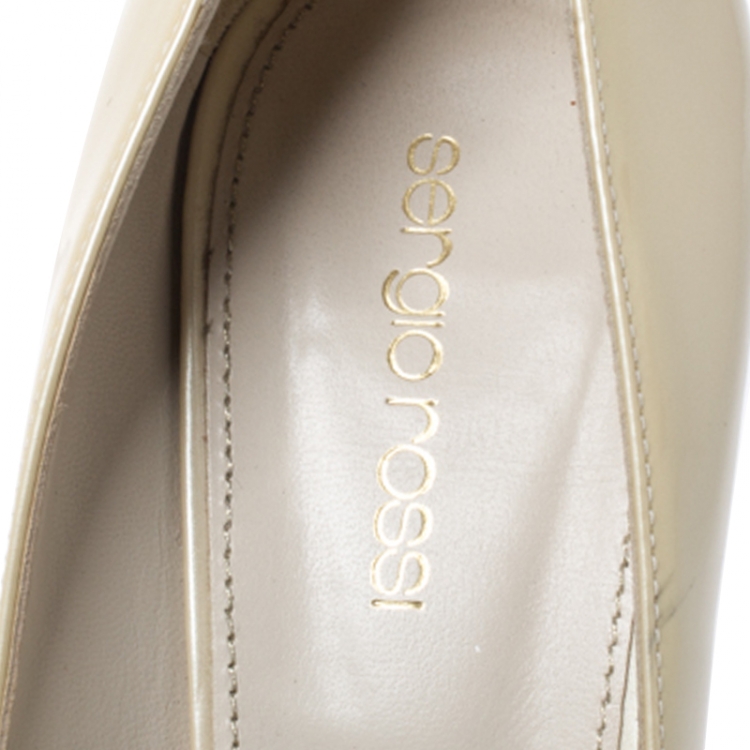 Pre Owned Sergio Rossi Cream Python Leather Platform Pumps Size 38