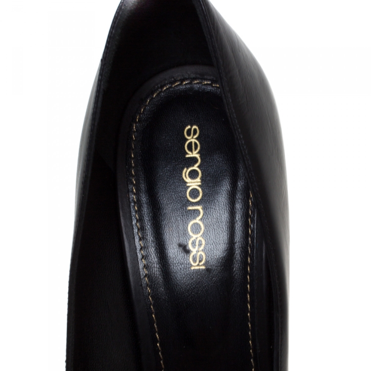 Pre Owned Sergio Rossi Black Leather Pointed Toe Pumps Size 39.5