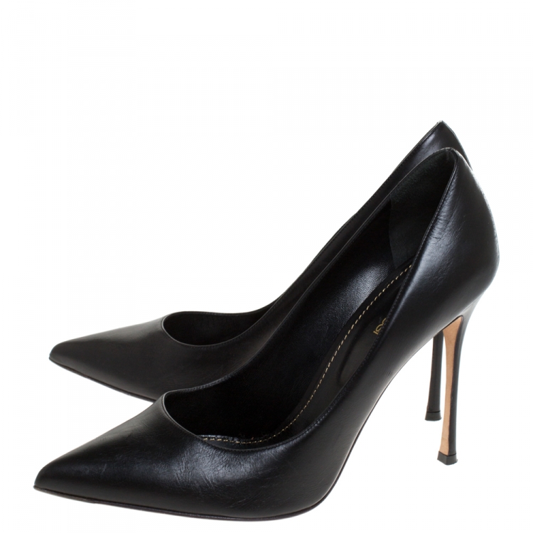 Sergio Rossi Black Leather Pointed Toe 