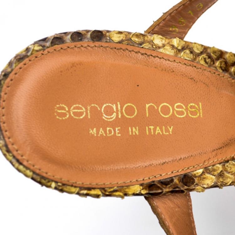 Pre Owned Sergio Rossi Python Ankle Strap Sandals Size 38