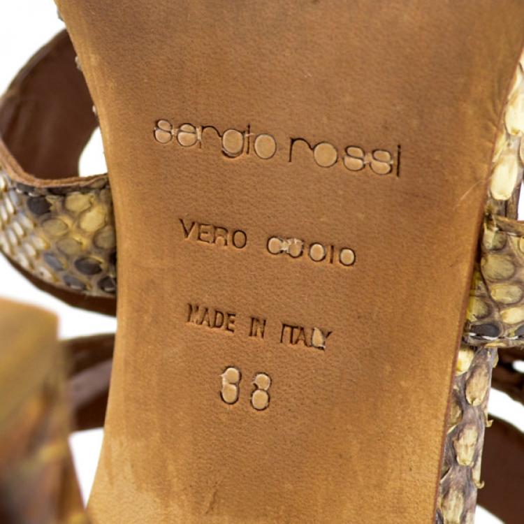 Pre Owned Sergio Rossi Python Ankle Strap Sandals Size 38