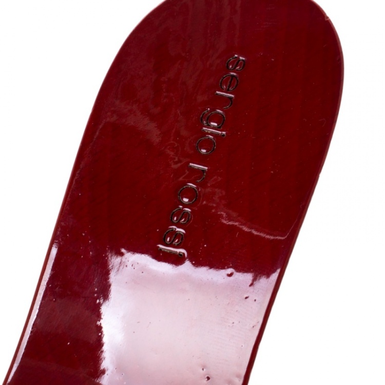 مملوكة مسبقًا Sergio Rossi Black/Red Satin and Wooden Slide Sandals Size 37