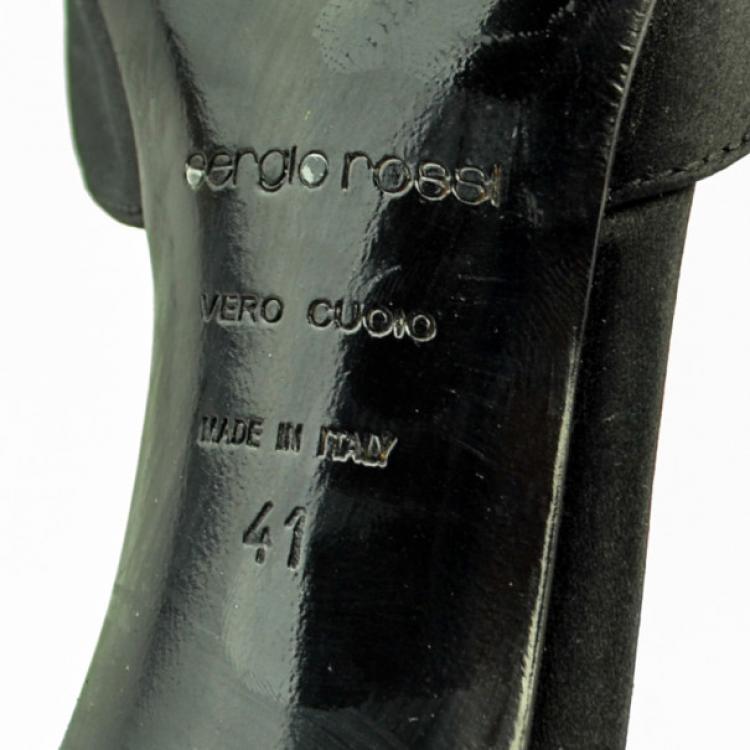 Pre Owned Sergio Rossi Black Satin Diamante Studded Ankle Strap Sandals Size 41