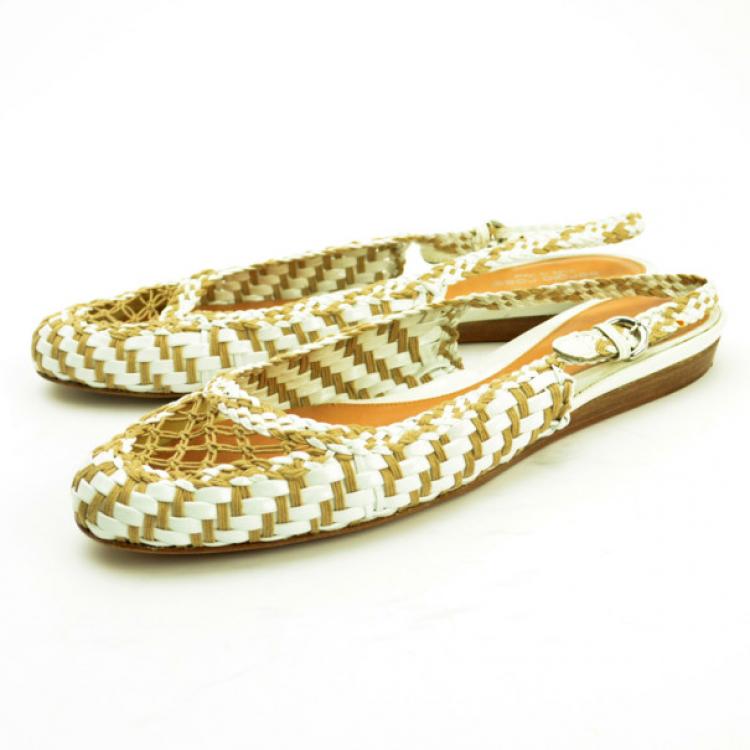 Pre Owned Sergio Rossi Woven Slingback Flat Sandals Size 41