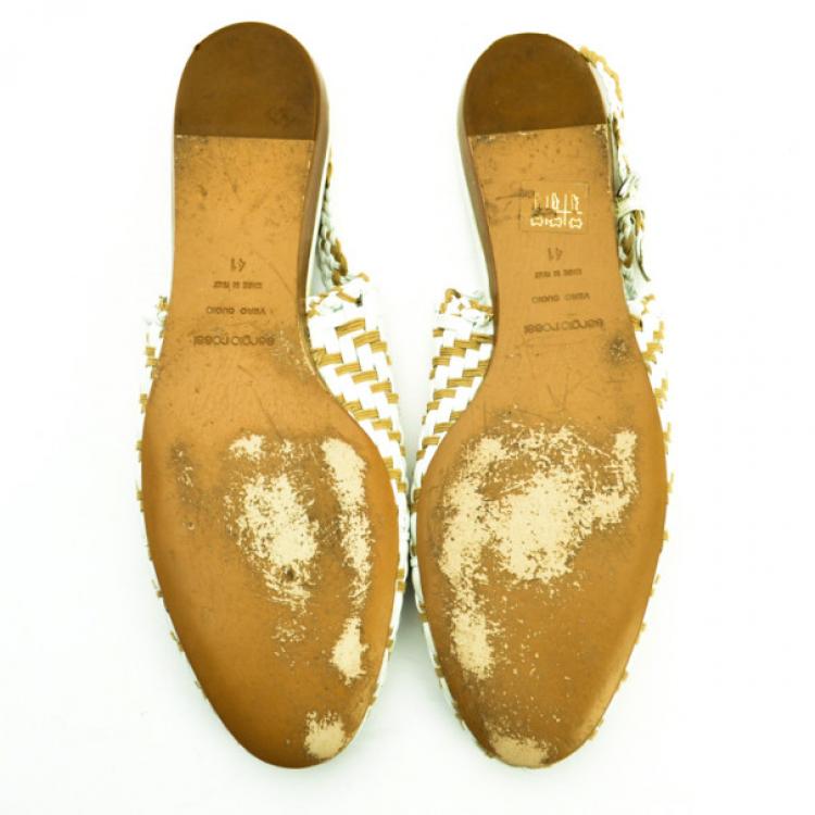 Pre Owned Sergio Rossi Woven Slingback Flat Sandals Size 41