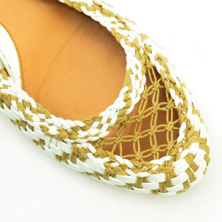 Pre Owned Sergio Rossi Woven Slingback Flat Sandals Size 41