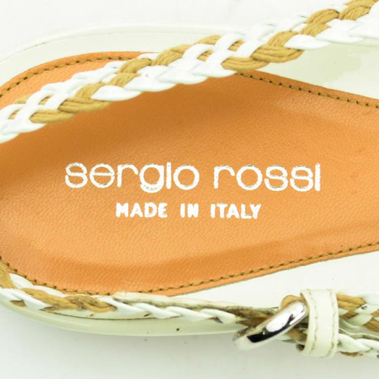Pre Owned Sergio Rossi Woven Slingback Flat Sandals Size 41