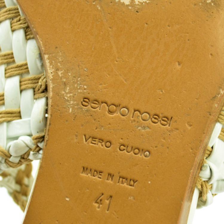 Pre Owned Sergio Rossi Woven Slingback Flat Sandals Size 41
