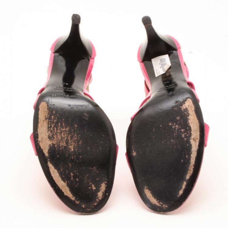 Pre Owned Sergio Rossi Pink Patent High Heel Sandals Size 39