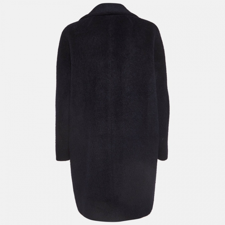 Pre Owned   S'Max Mara Navy Blue Wool Blend Double Breasted Coat S