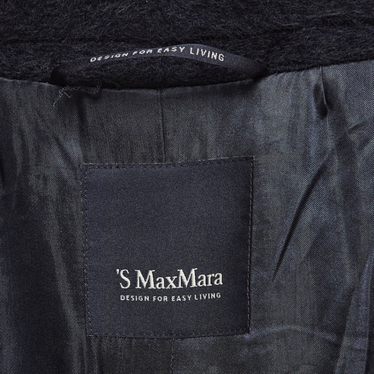 Pre Owned   S'Max Mara Navy Blue Wool Blend Double Breasted Coat S