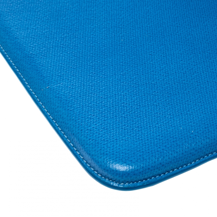 Pre Owned Smythson Powder Blue Leather Ipad Case