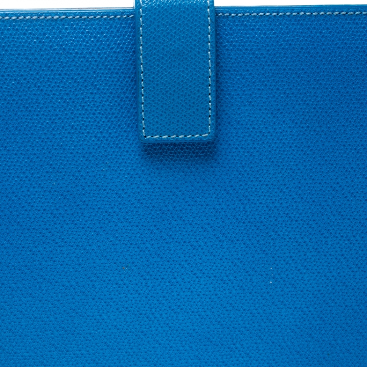 Pre Owned Smythson Powder Blue Leather Ipad Case