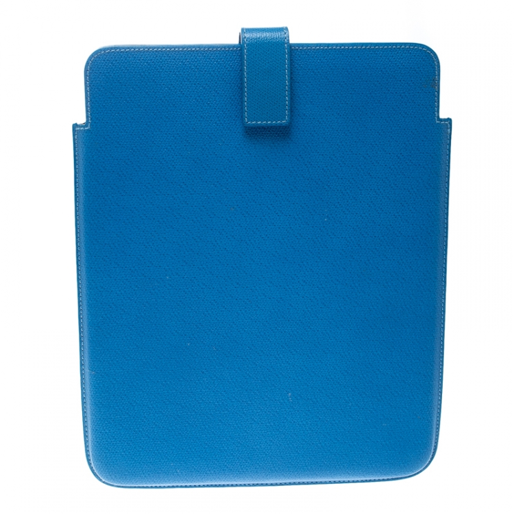 Pre Owned Smythson Powder Blue Leather Ipad Case