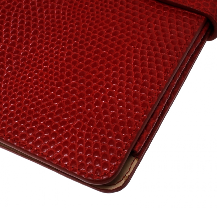 Pre Owned Smythson Red Lizard Embossed Leather iPad Cover