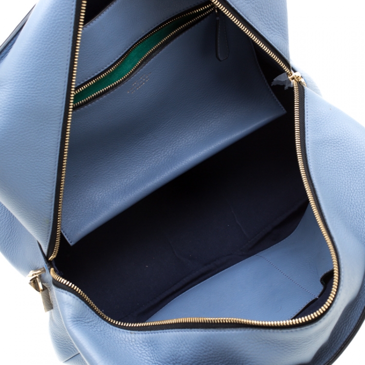Pre Owned Smythson Light Blue Leather Satchel
