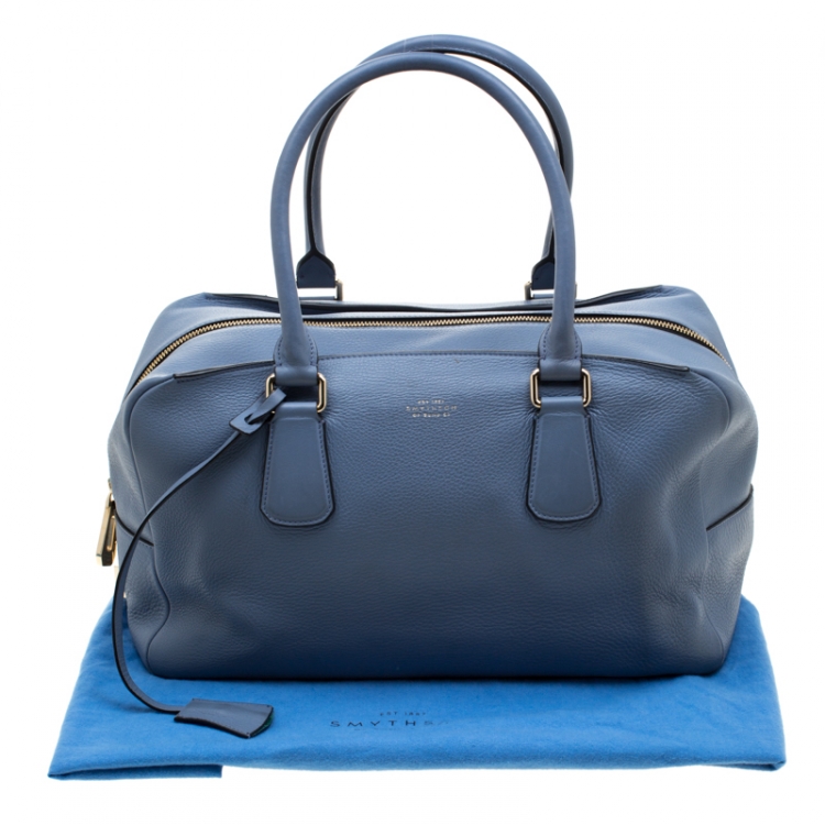 Pre Owned Smythson Light Blue Leather Satchel