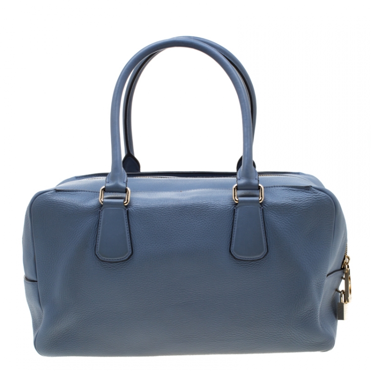 Pre Owned Smythson Light Blue Leather Satchel