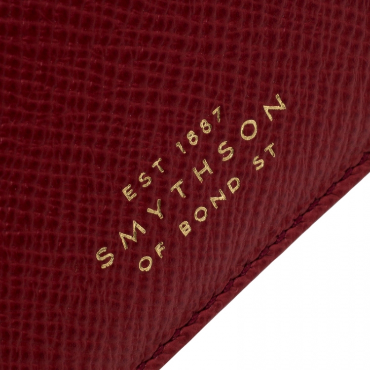 Pre Owned Smythson Red Leather Panama Passport Holder