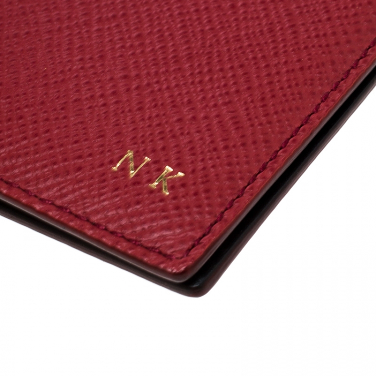 Pre Owned Smythson Red Leather Panama Passport Holder
