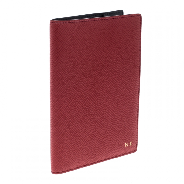 Pre Owned Smythson Red Leather Panama Passport Holder