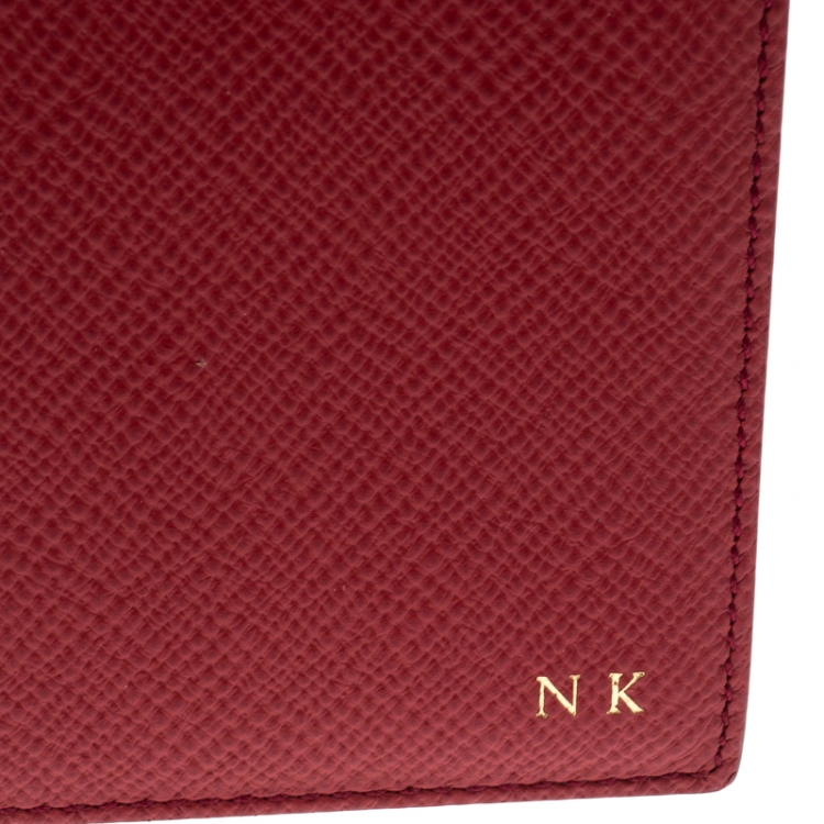 Pre Owned Smythson Red Leather Panama Passport Holder