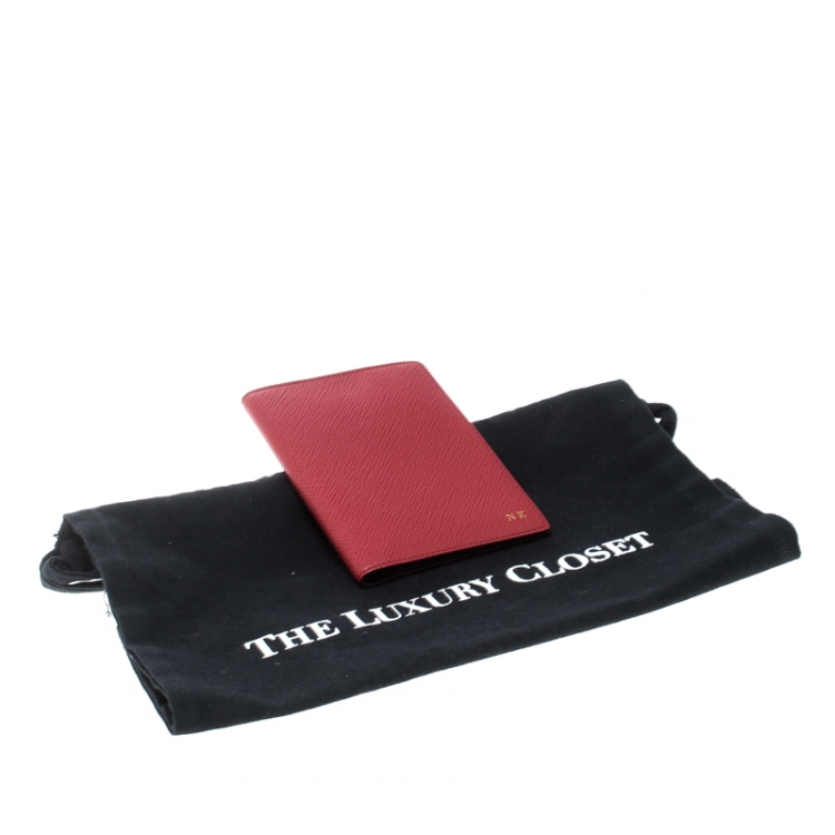 Pre Owned Smythson Red Leather Panama Passport Holder